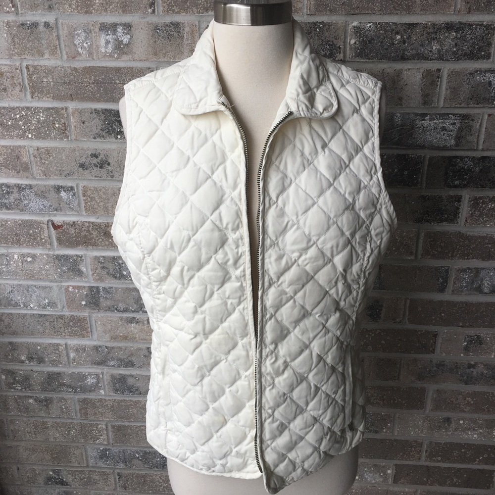 EDDIE BAUER Vest Goose Down Quilted White Medium